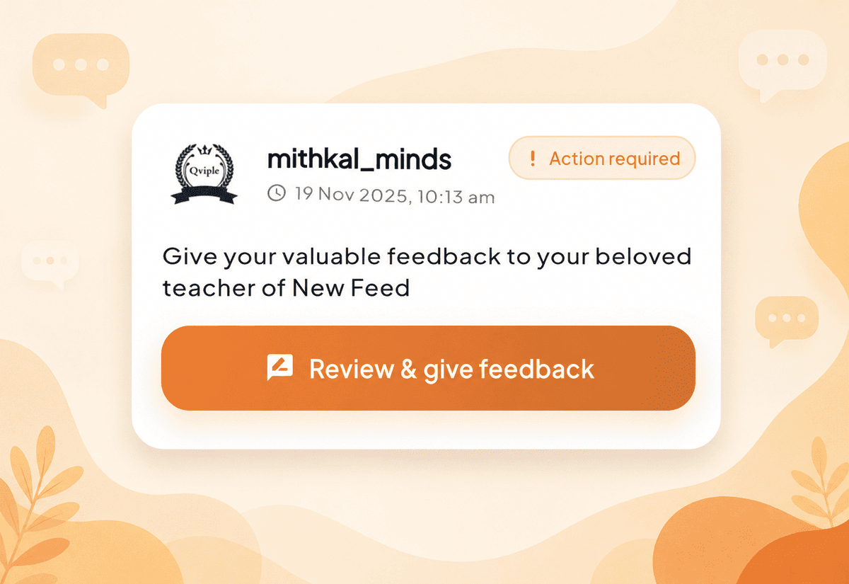 Feedback management dashboard screen in Qviple