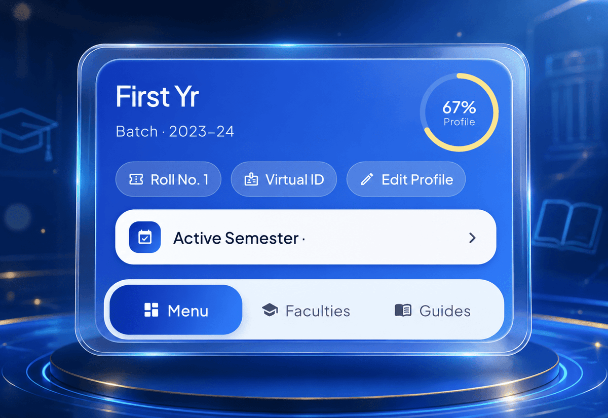 Digital student card screen in Qviple